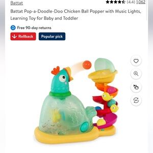 Battat Pop-a-Doodle-Doo Chicken Ball Popper with Music Lights, Learning Toy